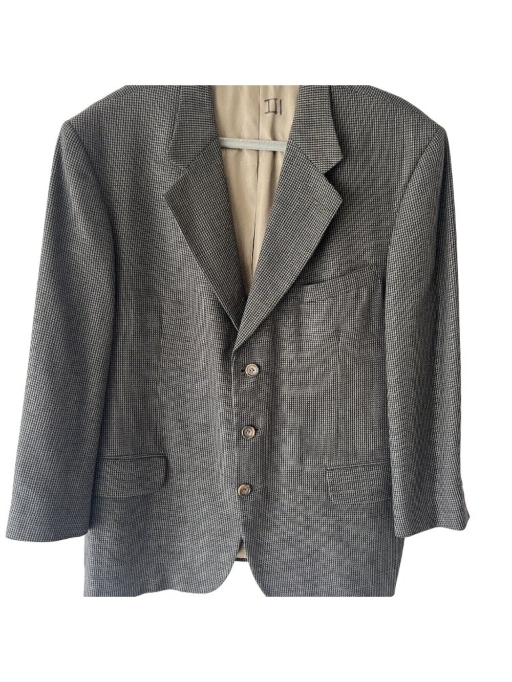 Oscar de la Renta 44S Brown check Plaid Suit Blazer Sports Jacket 3 Button Wool